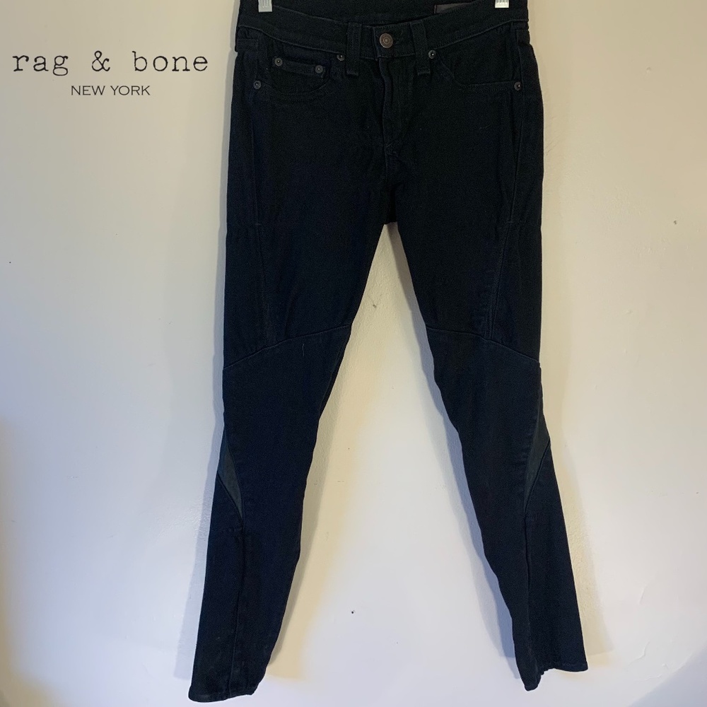 Rag & Bone Stretch Jeans with Leather Trim 26w x 30i